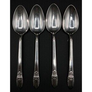 4-Pc Set 1847 Rogers Bros FIRST LOVE Spoons 6-1/2" Silverplate ~ Very Good